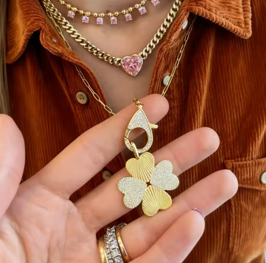 Gold Clover Heart Pendant