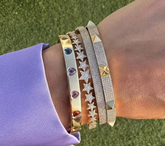 Multicolor Heart Gold Bracelet