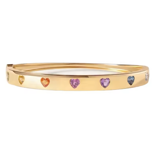 Multicolor Heart Gold Bracelet